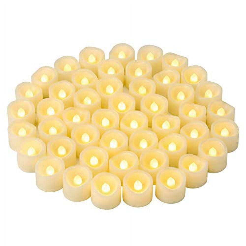 48 PCS LED Flameless Flickering Tea Lights Votive Candle Battery Operated/Electric Flicker LED Tealight Bulk Fake Candles for Halloween Christmas Wedding Party Decorations etc.(Warm White)