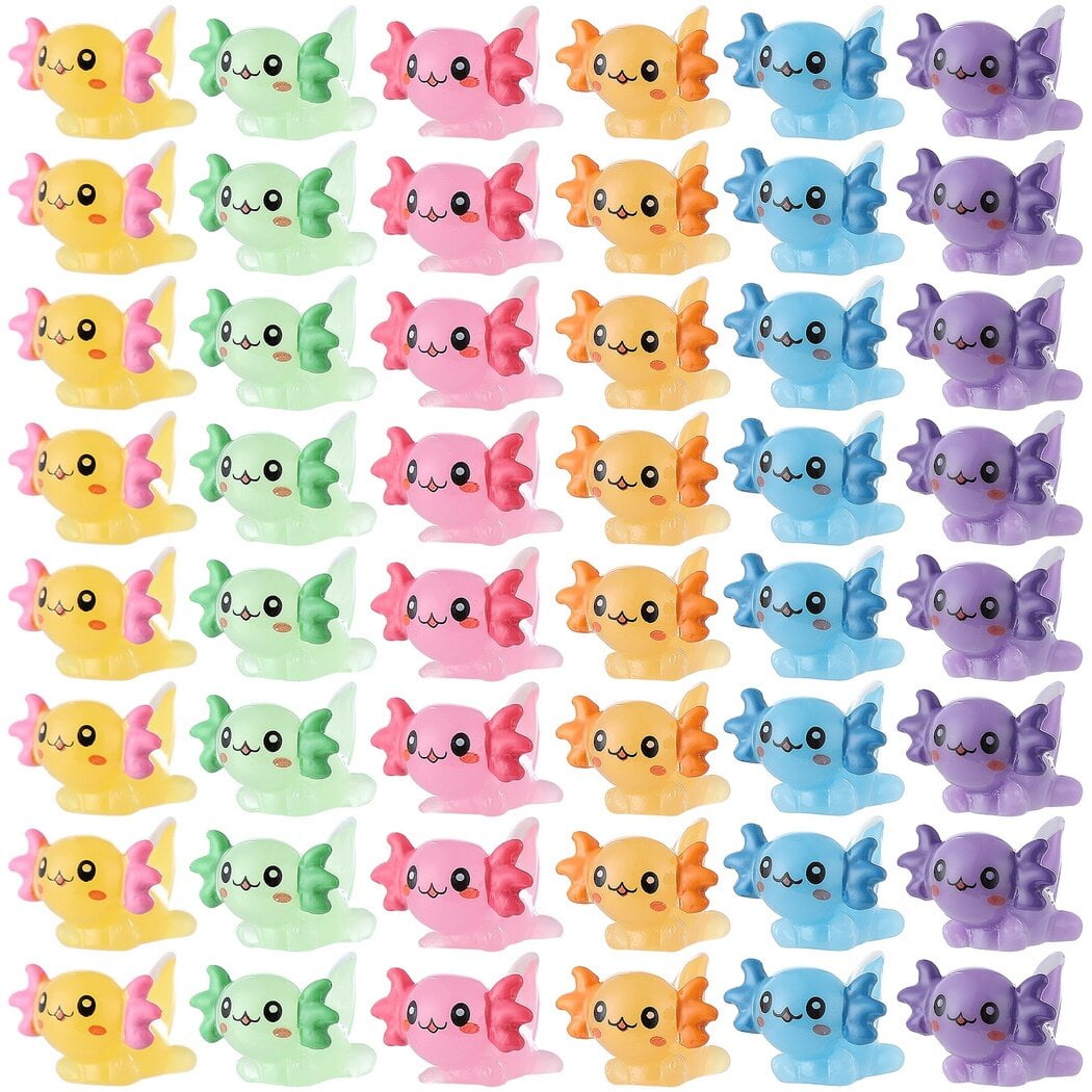 Valicaer 48 Stück Mini Axolotl - Leuchtende Figuren Für Deko & Spiel
