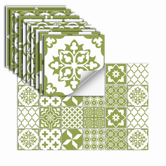 48 PCS Moroccan Tile Stickers 10x10cm, Removable Waterproof Oil Proof Wall Decals, Traditional Vintage DIY Mural for Kitchen Bathroom Backsplash Wall Decor