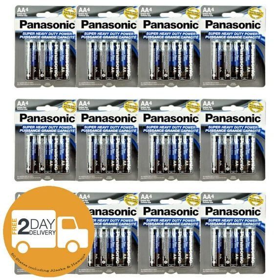 48 PCS Panasonic AA Batteries Super Heavy Duty Power Carbon Zinc Double A Battery 1.5v