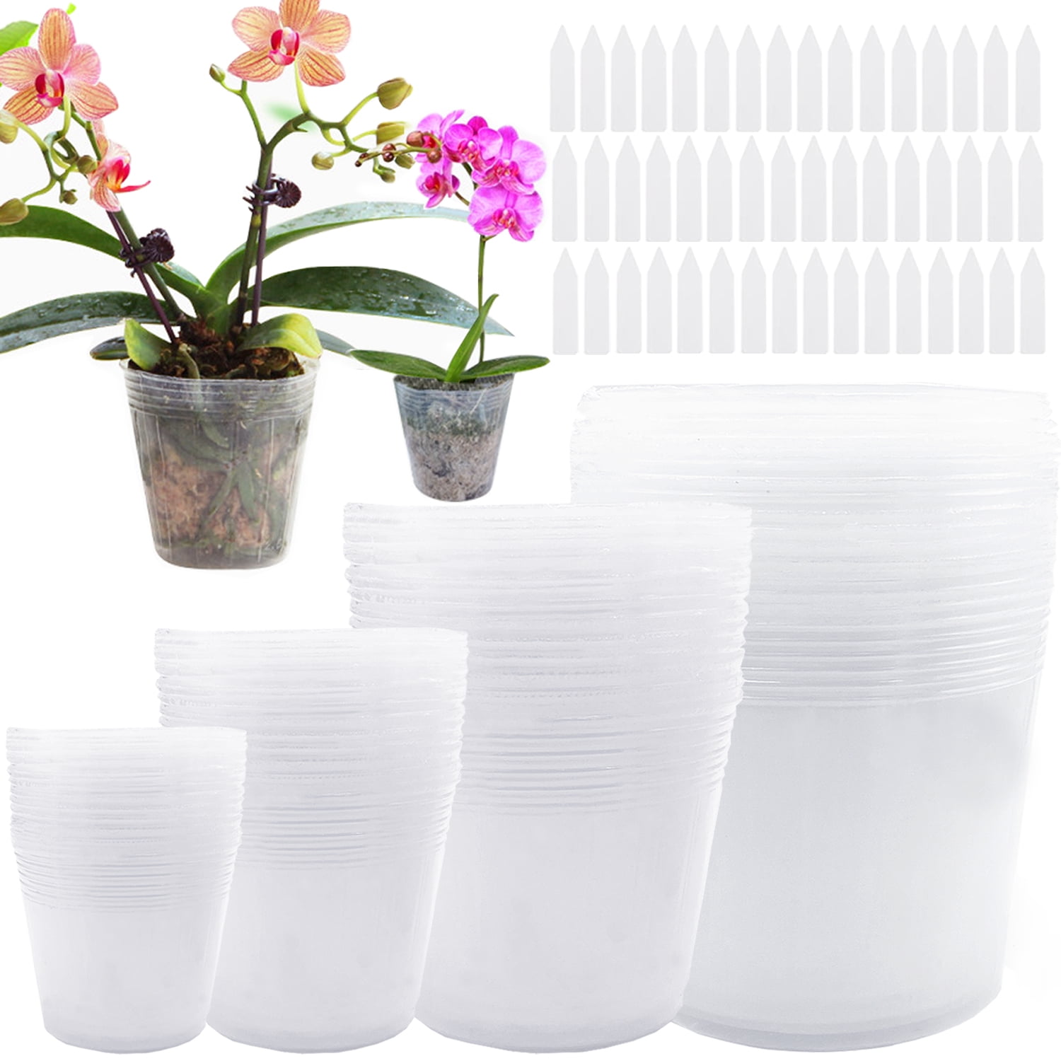 48 PCS Plant Nursery Pots,Transparent Plastic Gardening Pot,Soft Clear