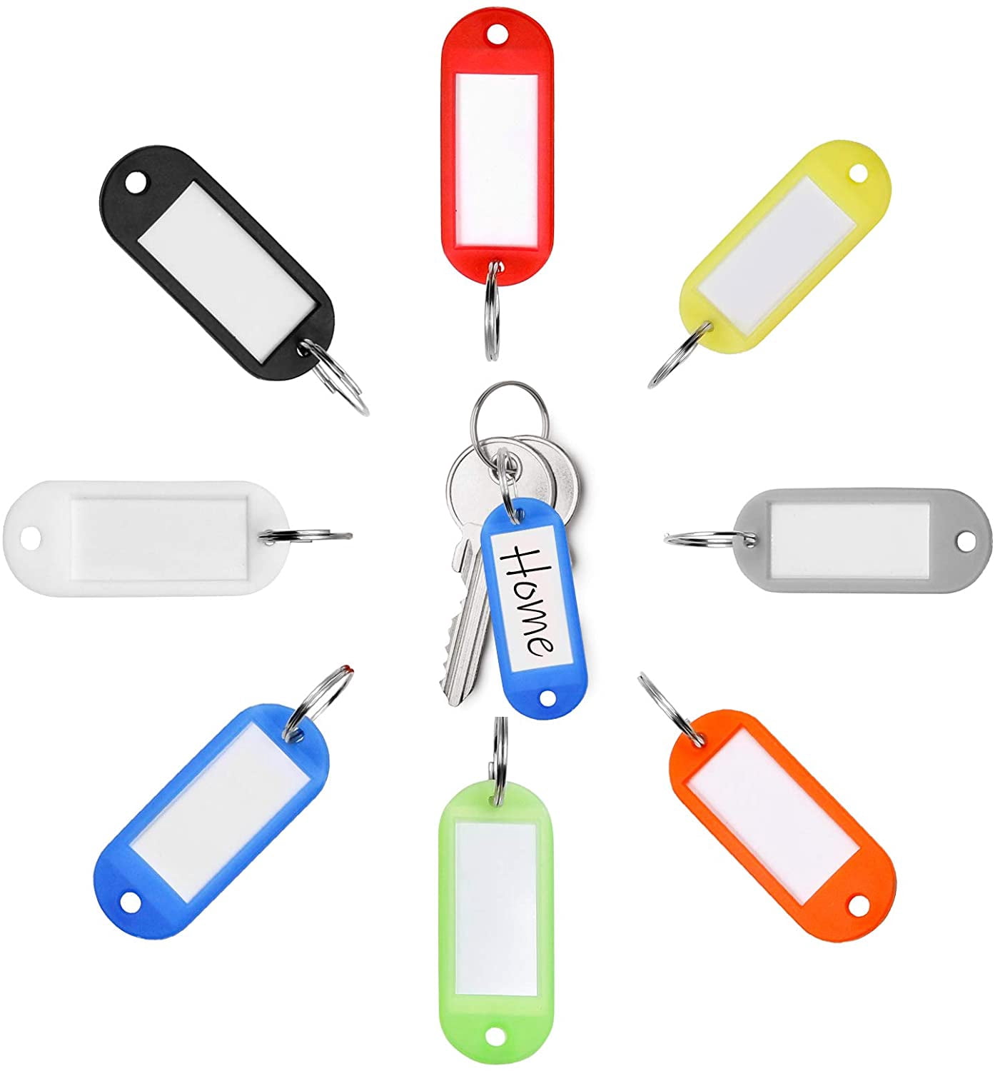 48 PCS Plastic Key Tags with Split Ring Label Window,Square Blank Key ...