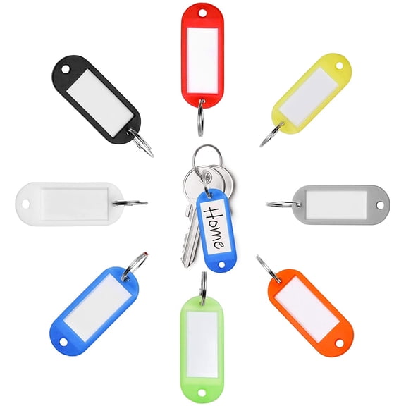 48 PCS Plastic Key Tags with Split Ring Label Window,Square Blank Key Identify Tags with Labels, Key ID Luggage Backpack Name Tags for Office,Key Box,Home,Hotel,Apartment,Locker,8 Assorted Colors