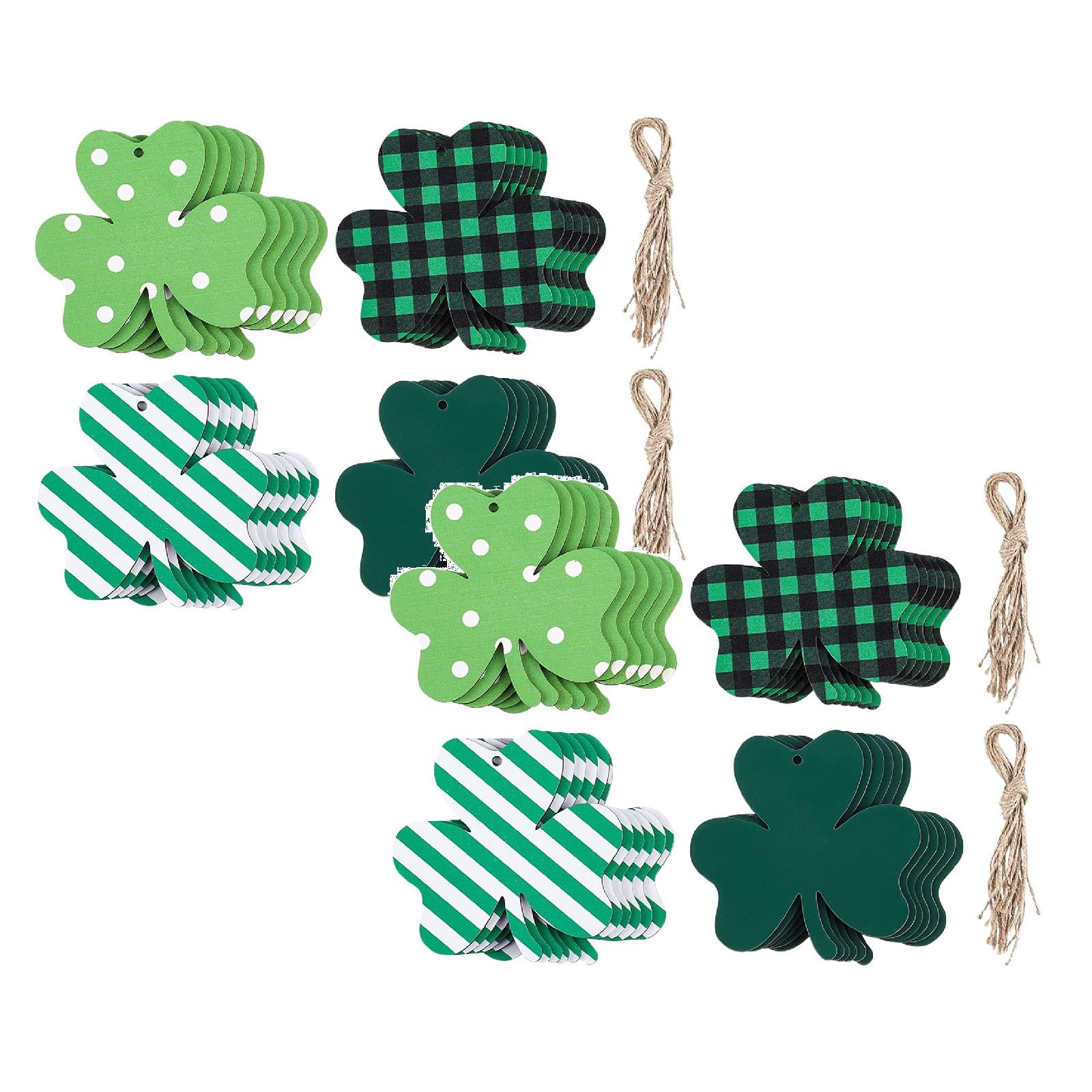 48 PCS St Patricks Day Decorations Shamrocks Wooden Ornaments Clover ...