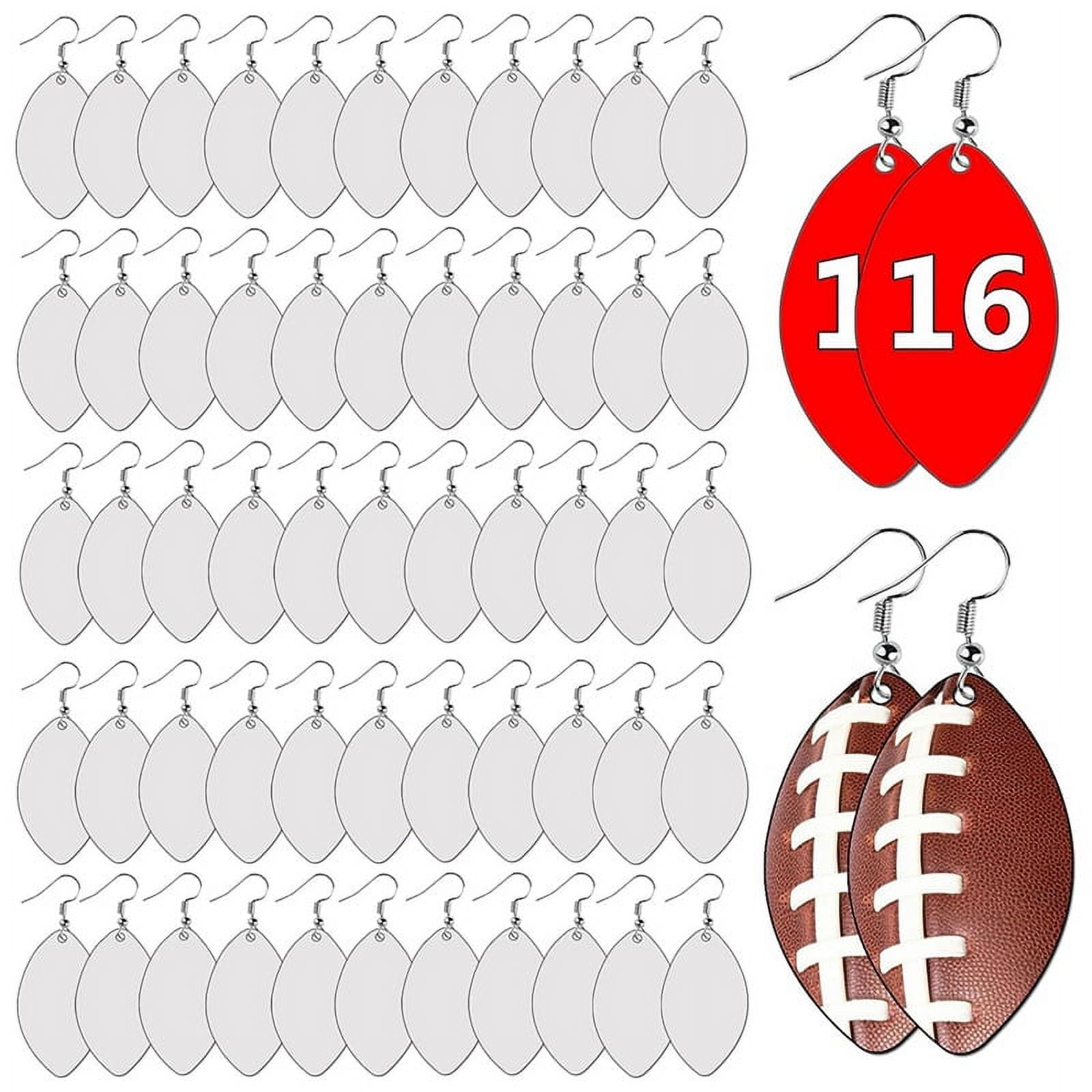BORISCA 60 Pcs Sublimation Earring Blanks Bulk, Double-Sided Sublimation  Products Football Earrings with Earring Hooks & Jump Rings, Unfinished