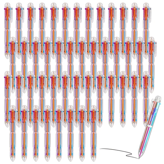 48 PCS Versatile Ballpoint Pens, 6 Colors, 0.5 mm Fine Tip, Transparent Barrel, for Smooth Writing, Quick-Drying Ink, Multifunction Pens for Office, Teachers