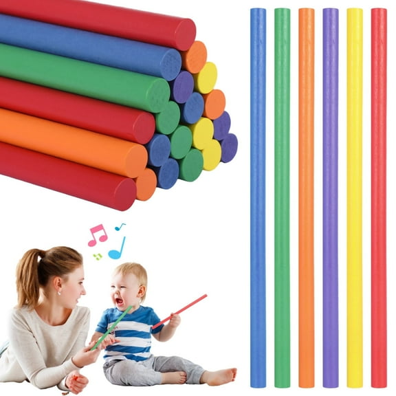 Wooden rhythm sticks, colored wooden sticks, 12-inch wooden sticks, wooden percussion instruments, 6 colors