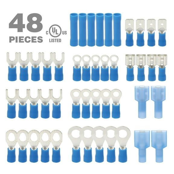 Ever Start 48-Piece Assorted Connectors Kit, Blue, Multi-Specification, UL Listed