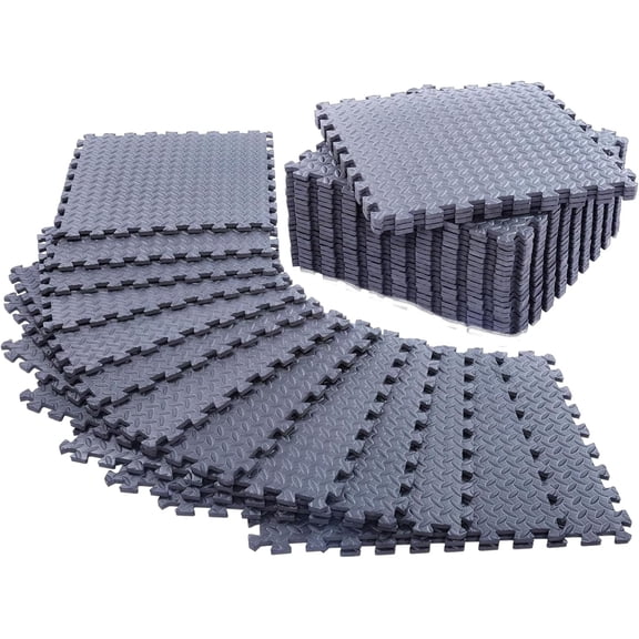 48 Pack - 1/2" Extra Thick Floor Exercise Mat for Home Gym Floor Padding for Kids - High-Density EVA Interlocking Foam Floor Tiles for Gym Equipment, Play Area, Yoga, Cardio, Weights, MMA