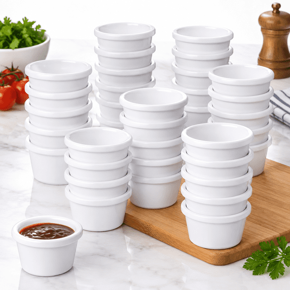 48 Pack 1.5 Oz Smooth Round Mini Condiment Cups For Dipping Sauces