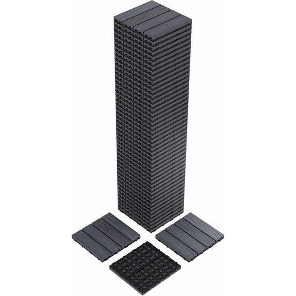 48 Pack 12Inx12In Composite Interlocking Deck Tiles Waterproof Patio Flooring for Indoor Outdoor Poolside Balcony Grey 48 Sq Ft