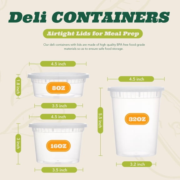 48 Pack 16 Oz. (2 Cups/1 Pint) Plastic Food And Drink Storage Containers Set With Lids - Microwave Freezer & Dishwasher Safe Reusable Stackable
