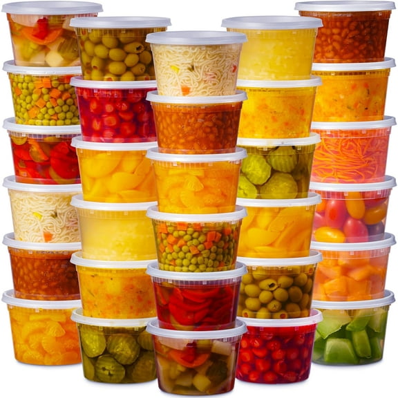 48 Pack 16 Oz Plastic Deli Containers with Lids - Food Storage Containers with Lids - Clear Disposable Airtight Meal Prep Containers, BPA Free, Stackable, Leakproof, Microwave and Freezer Safe