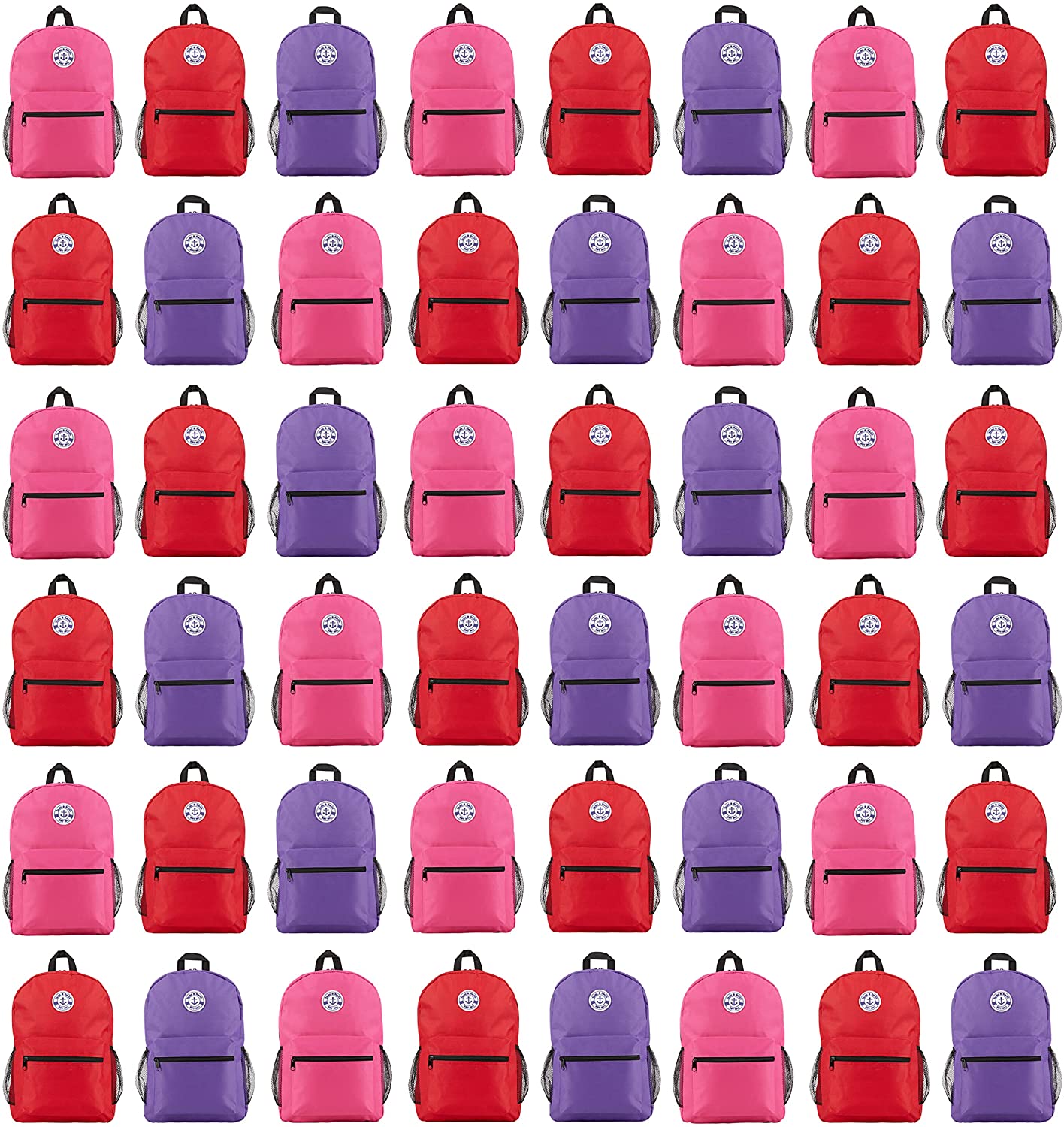 48 Inch Backpack Yacht & Smith 48pk 17in Assorted Colors Students Backpacks, Bulk Case ...