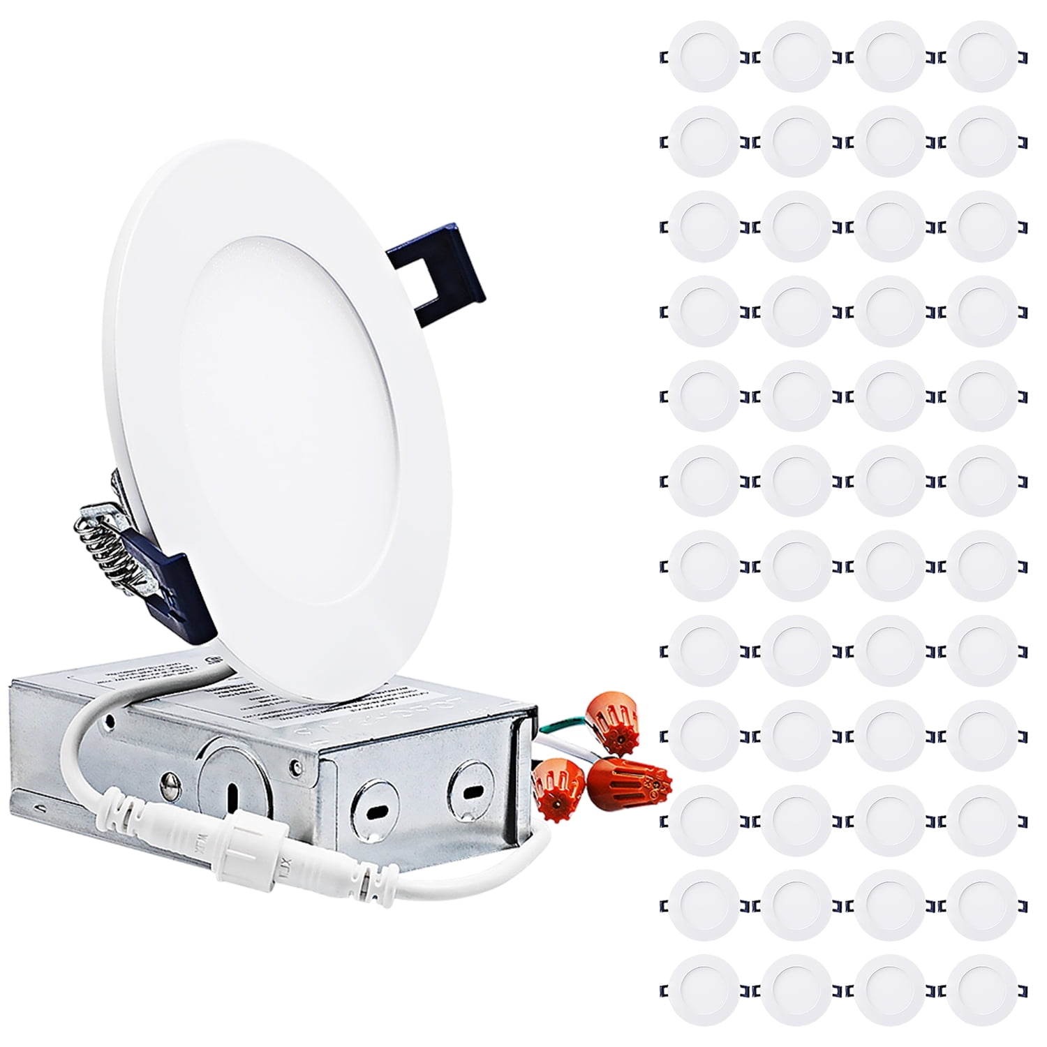 Led Light Recess 48 Pack 4 Inch Slim LED Recessed Downlight with J-box, 10.5W Dimmable ...