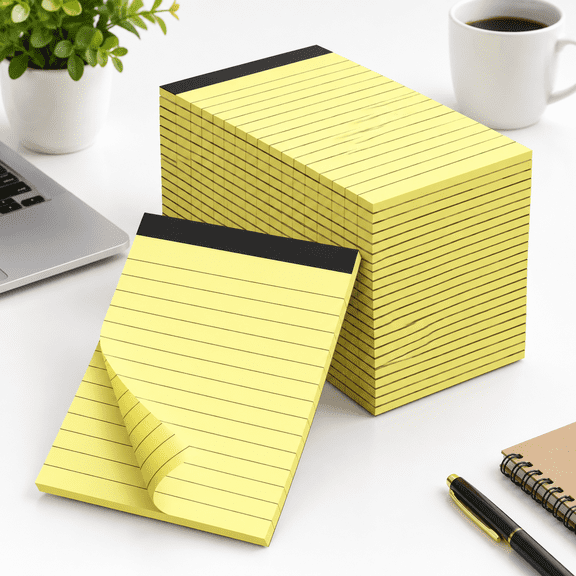48 Pack 4 X 6 Yellow Note Pads Lined Memo Perforated Pages