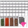 thumbnail image 1 of 48 Pack 4 oz 120 ml Clear Glass Spice & Salts Jars Bottles, Square Glass Seasoning Jars With Aluminum Silver Metal Caps and Pour/Sift Shaker Lid. 1 Pen,80 Black Labels and 1 Fold able Wide Funnel., 1 of 3