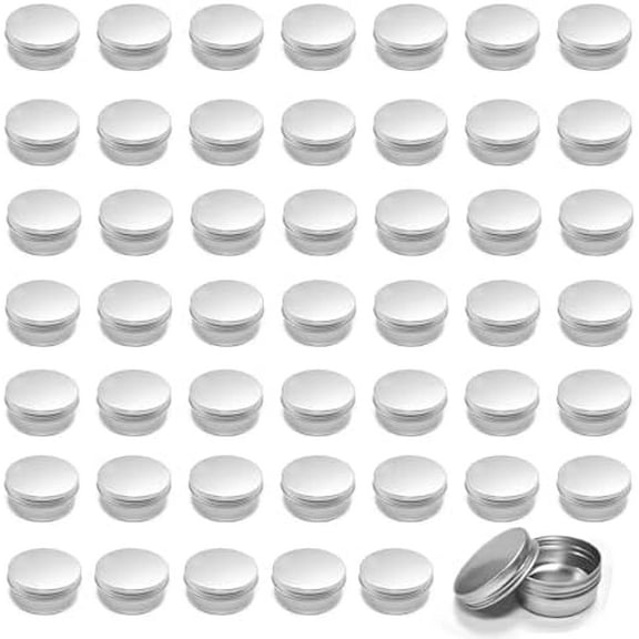 48 Pack 4 oz Aluminum Tin Metal Round Tins Screw Lid Round Cans Salve Containers Metal Candle Storage Jars Travel Cans for Crafts, Food Storage, DIY(Silver)$$Home Decor, Kitchen, & Other