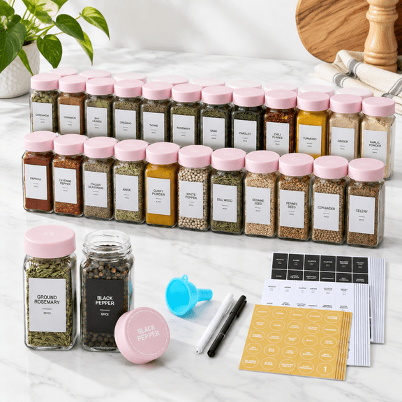 48 Pack 4oz Square Glass Seasoning Jars With Airtight Lids And Shaker Tops