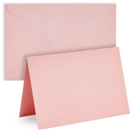 Sustainable Greetings 4x6 Blank Cards & Envelopes - Printer-Friendly Designs & Card Making Supplies - Secure-Seal Pink & Mailing Envelopes - Versatile Invitations - 48 Pack, 4 x 6 in, Pink