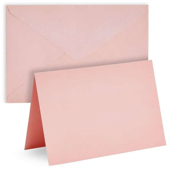 Sustainable Greetings 4x6 Blank Cards & Envelopes - Printer-Friendly Designs & Card Making Supplies - Secure-Seal Pink & Mailing Envelopes - Versatile Invitations - 48 Pack, 4 x 6 in, Pink