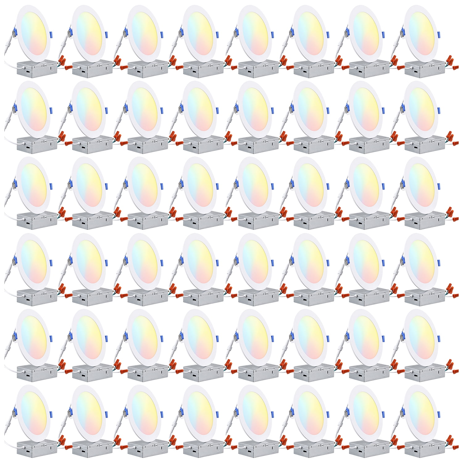 48 Pack 12W 6 Inch LED Recessed Lighting with Junction Box, 2700K/3000K/3500K/4000K/5000K Selectable, 5%-100% Dimmable