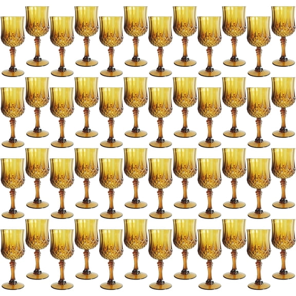 48-Pack 7 oz Amber Plastic Wine Glasses