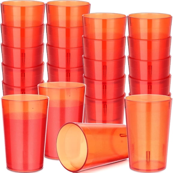 48 Pack 8 oz Reusable Stackable Shatterproof Red Plastic Drinking Cups for Parties and Catering