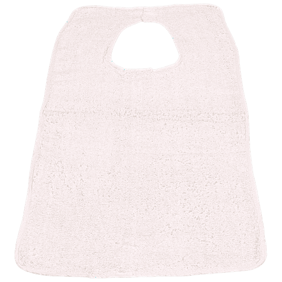 48 Pack Adult Bibs For Eating, Machine Washable - Reusable Clothing Protector With Velcro Closure - 100% Absorbent Terrycloth Patient Bib - White