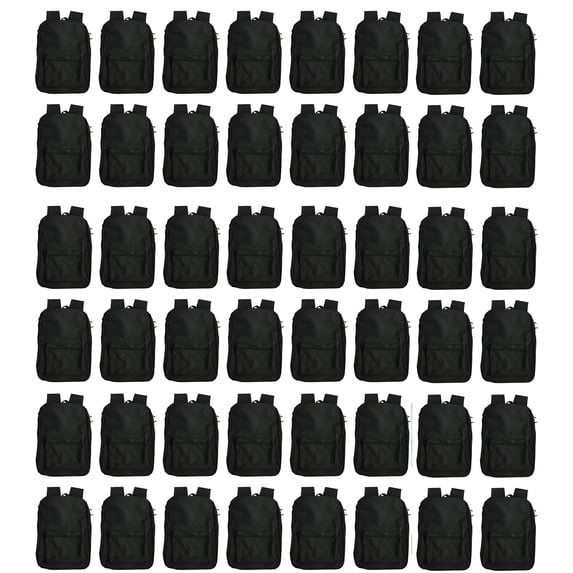 48 Pack Backpack, Bulk 17 inch Outdoor Travel Zippered Bags Bulk Pack School Children Adults Events