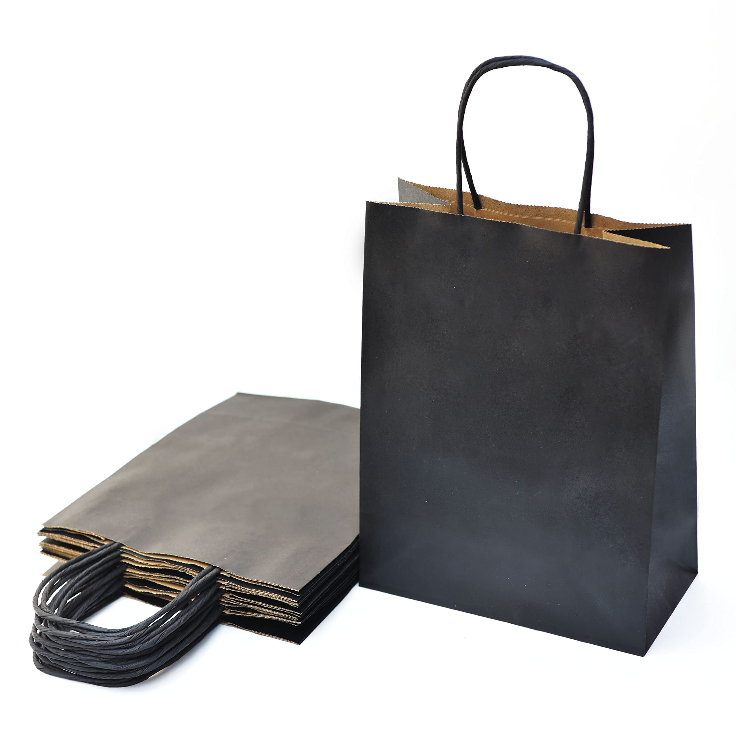 Carrier Bags Black Paper Bags With Handles Wholesale 26cm X 35cm