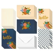 48 Pack Blank Cards and Envelopes Stationary Set - Ideal for Everyday Greeting and Thinking of You Cards - 4 Blank Design w/ Two Hello (4x6 Inches)