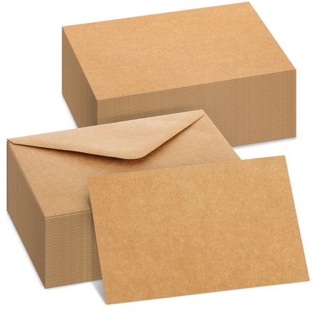 Sustainable Greetings Blank Cards & Envelopes - Customizable Greeting Card & Wedding Invitation Set - Bulk Thank You Notes & Envelopes - Printer-Friendly Stationery Set - 48-Pack, 4x6 in, Brown