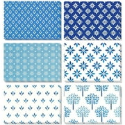 BEST PAPER GREETINGS 48 Pack Blue Stationery Notecards and Envelopes Set - 4x6-Inch All Occasion Thank You Notes for Birthdays, Business - 6 Floral Designs Blank Inside - Blank Cards And Envelopes
