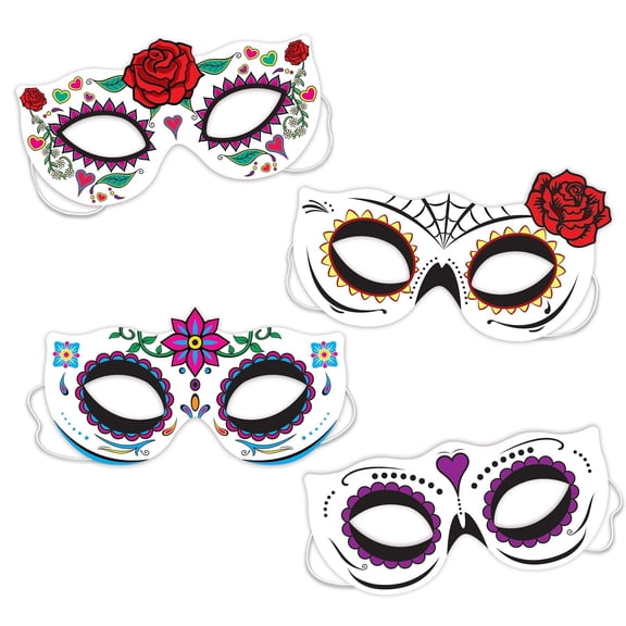 48 Pack Bulk Day Of The Dead Half Masks