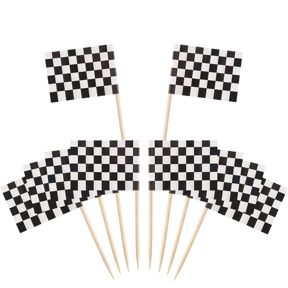 48 Pack Checkered Racing Car Flags Toothpicks Race Car Cupcake Toppers Picks Toothpick Flag Dinner Flags Race Cake Toppers Birthday Decorations Party Supplies