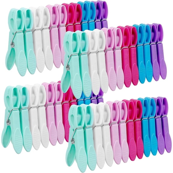 48 Pack Colorful Plastic Clothespins,Heavy Duty Clothes Pins Clips with Springs,