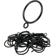48 Pack Curtain Rings with Eyelets, 1.5 Inch I D Metal Drapery Ring for Pinch Pleat Curtains, Drape Ring, Fits Up to 1.2 in Rod (Black)