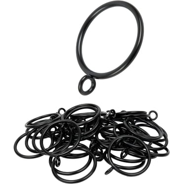 48 Pack Curtain Rings with Eyelets, 1.5 Inch I D Metal Drapery Ring for Pinch Pleat Curtains, Drape Ring, Fits Up to 1.2 in Rod (Black)