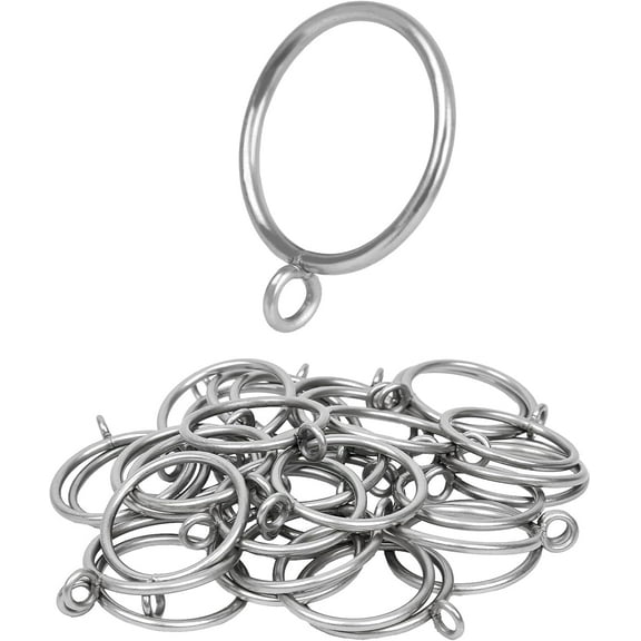 48 Pack Curtain Rings with Eyelets, 1.5 Inch I D Metal Drapery Ring for Pinch Pleat Curtains, Drape Ring, Fits Up to 1.2 in Rod (Silver)
