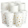 thumbnail image 1 of BLUE PANDA Disposable Coffee Cups with Lids - 16 Oz, 48-Pack, White Foil Stars - Paper Cups for Hot Drinks & Coffee to Go, 1 of 10