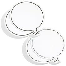 48 Pack Dry Erase Speech Bubble Cutouts for Bulletin Boards, Classroom Teaching Supplies, Available in 2 Designs, Solid and Dotted Outline, Laminated Erasable (9 x 8 Inches)