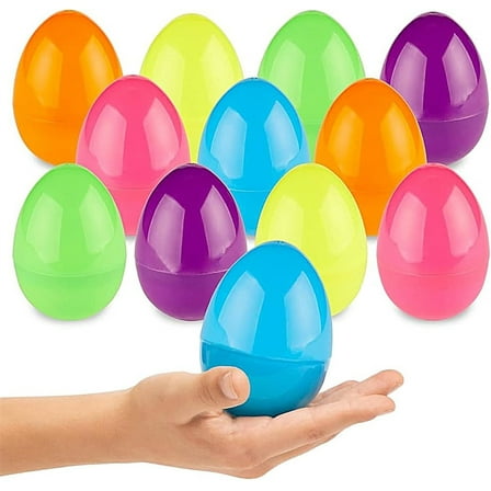48 Pack Fillable Easter Eggs,2.35" Bright Colors Easter Eggs,Plastic Empty Eggs Eggshell Bulks for Filling Treats Candy,Party Eggs Toys,Basket Stuffers,for Easter Hunt Easter Decoration