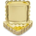 thumbnail image 1 of 48-Pack Gold Foil Square Paper Plates Scalloped Edge (7 in), 1 of 5