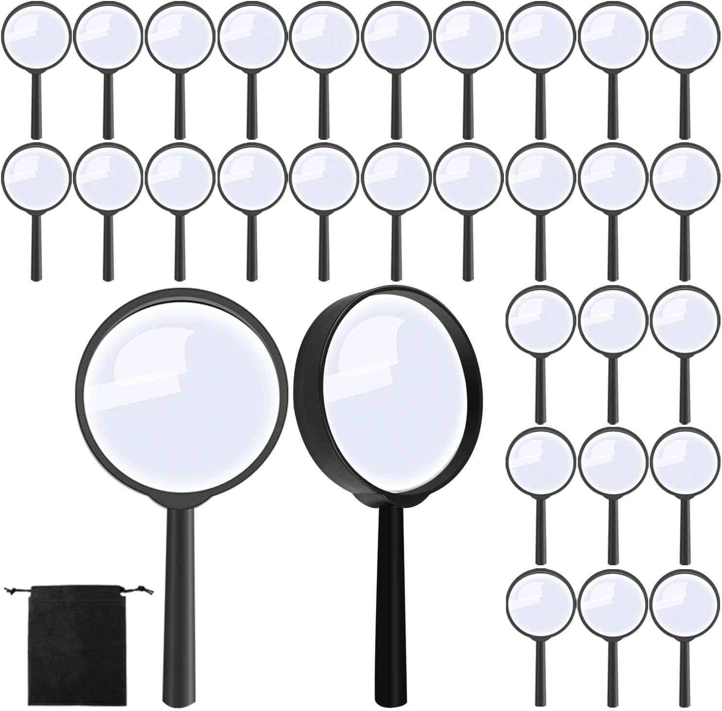 48 Pack Handheld Magnifier Plastic Magnifying Glass for Reading Jewelry Home Office Desk Accessories with Storage Bag