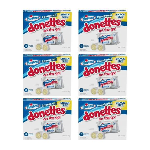 (48 Pack) Hostess Powdered Donettes Donuts Snack Pack, 3 Count Bags