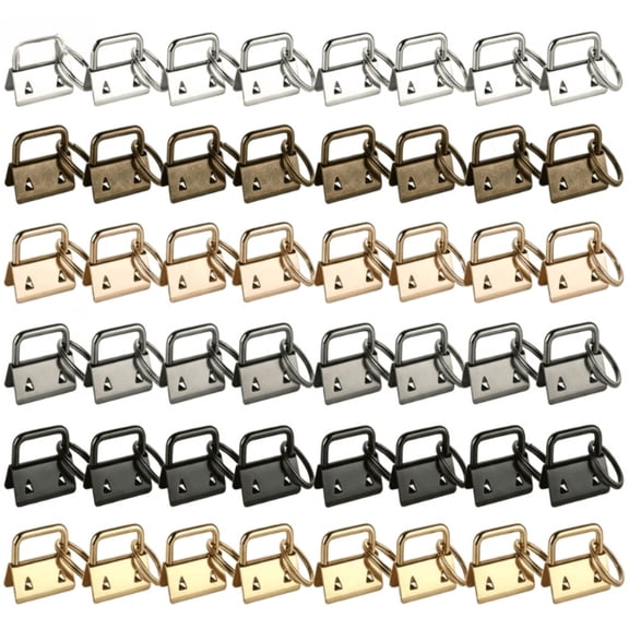48 Pack Key Fob Hardware With Key Rings, 1 Inch Wristlet Clasps For Handmade Key Lanyard Craft Projects
