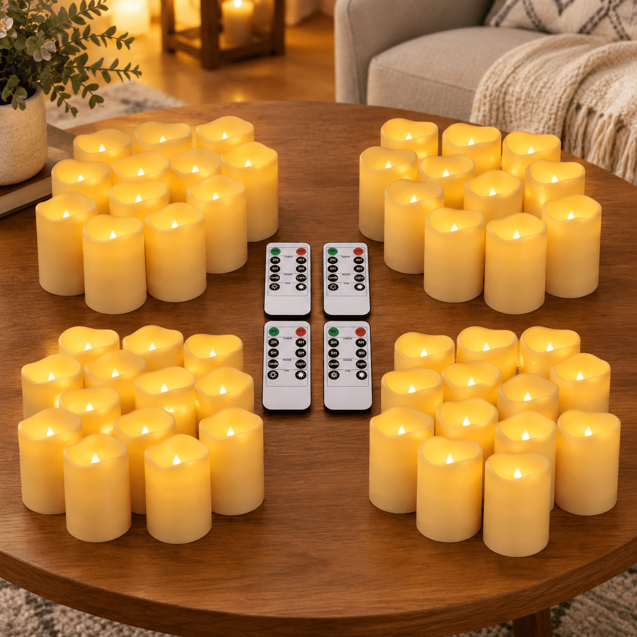 Command Candles 48-Pack LED Candles with Remote Control, 3 Sizes, for Home and Special ...
