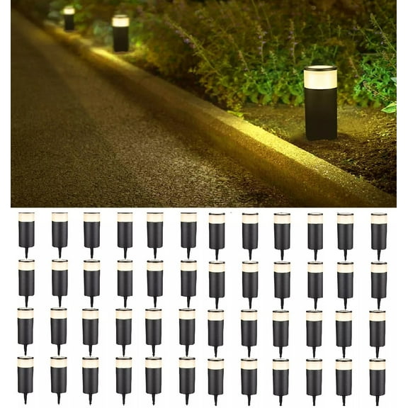 48 Pack LED Path Bollard Lights, 12-24V AC/DC Low Voltage Garden Lights, Outdoor Decor Landscape Lights, 3000K Warm White