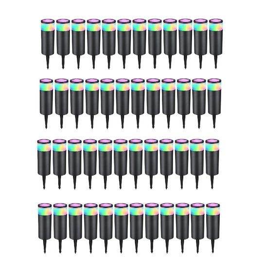 48 Pack LED Garden Lights, 12-24V AC/DC Low Voltage Wired Landscape Path Lighting, RGBW